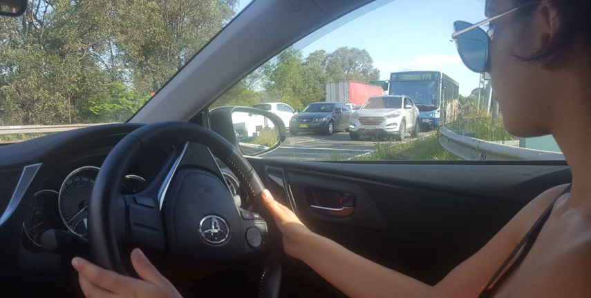 Driving lesson on Sydney roads